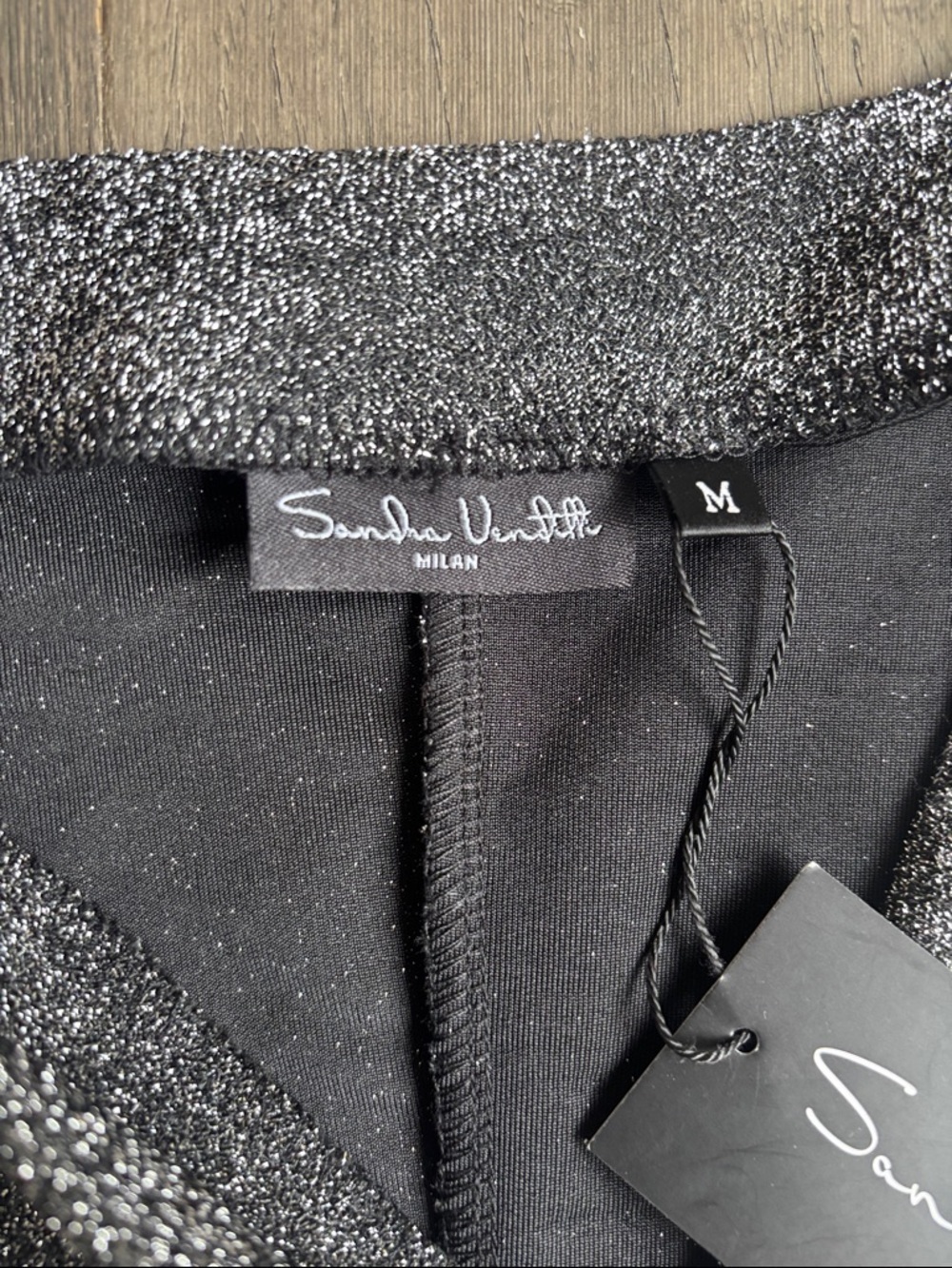 Sandra Venditti | NWT Sparkle Metallic Long-Sleeve Sheath Dress Black Silver Med - Picture 6 of 13